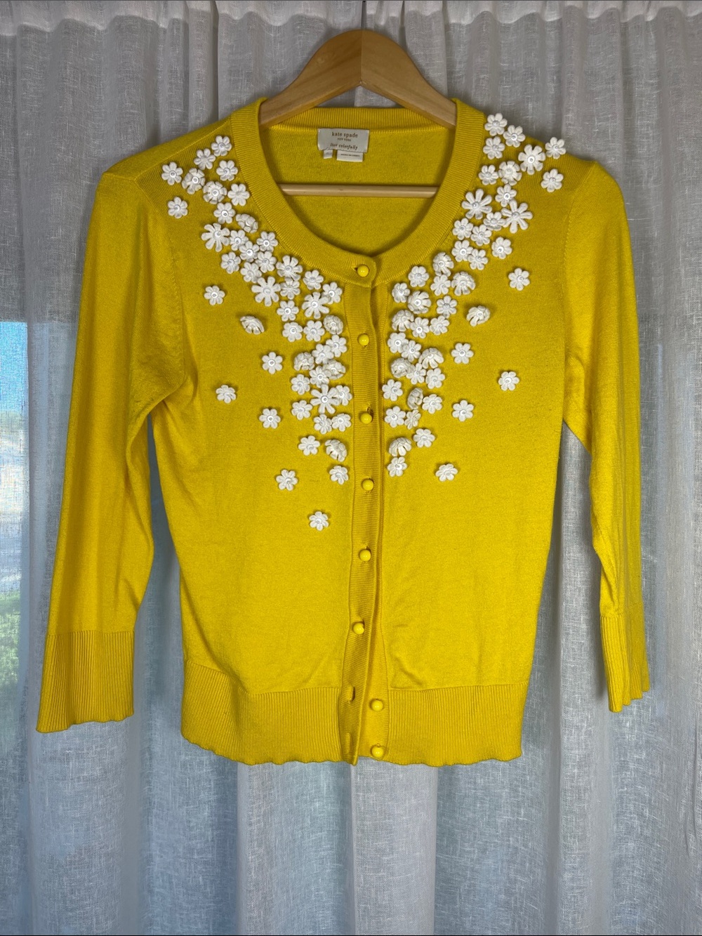 kate spade Bright Yellow Floral Appliqué Cardigan